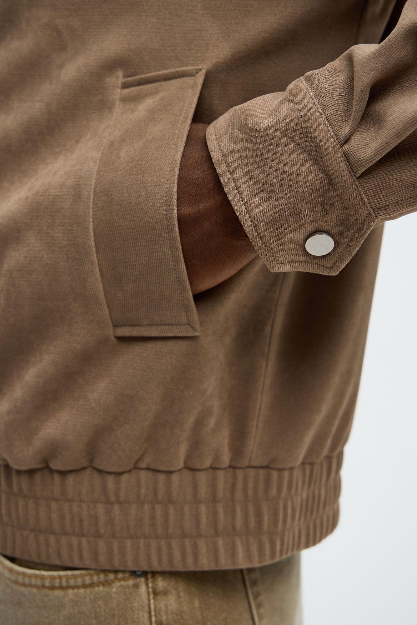 Side Street Paneled Bomber Jacket - Brown Product Image