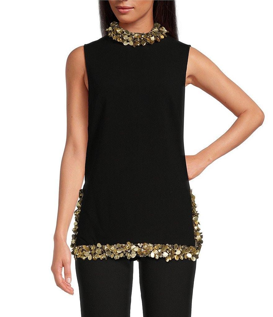 Trina Turk Wonderous 2 Beaded Mock Neck Sleeveless Top Product Image
