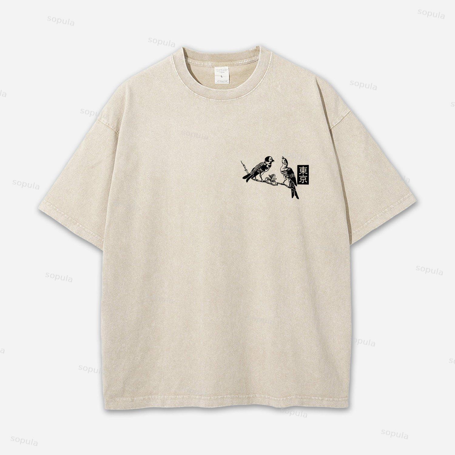 Vintage Tokyo Art Graphic Acid Washed T-shirt Product Image