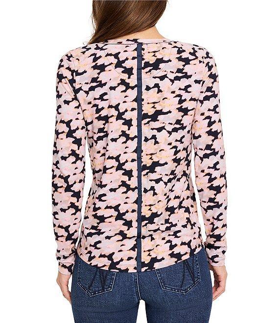 NIC + ZOE Glow Up Floral Print Crew Neck Long Sleeve Tee Product Image