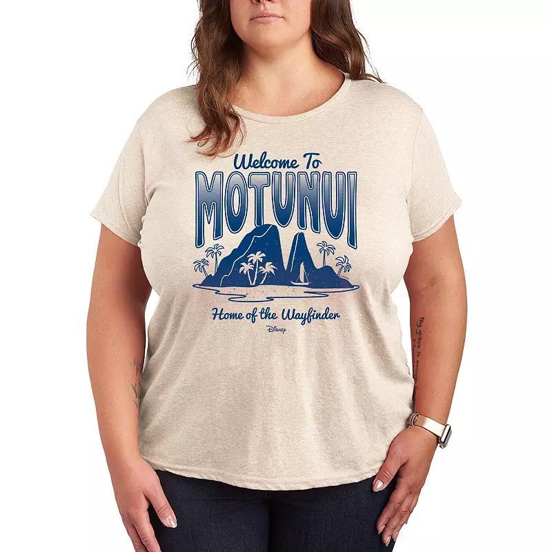 Disneys Moana 2 Plus Size Welcome To Motunui Graphic Tee, Womens Brown Product Image