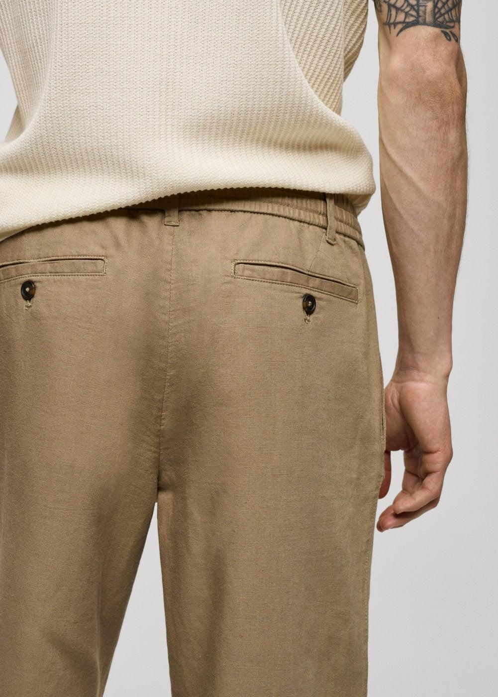Mango Mens Drawstring Detail Slim-Fit Pants Product Image