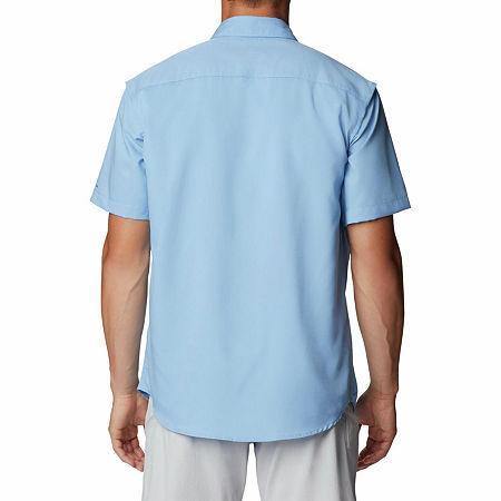 Mens Columbia UPF 40 Utilizer II Solid Short Sleeve Button-Down Shirt Collegiate Blue Product Image