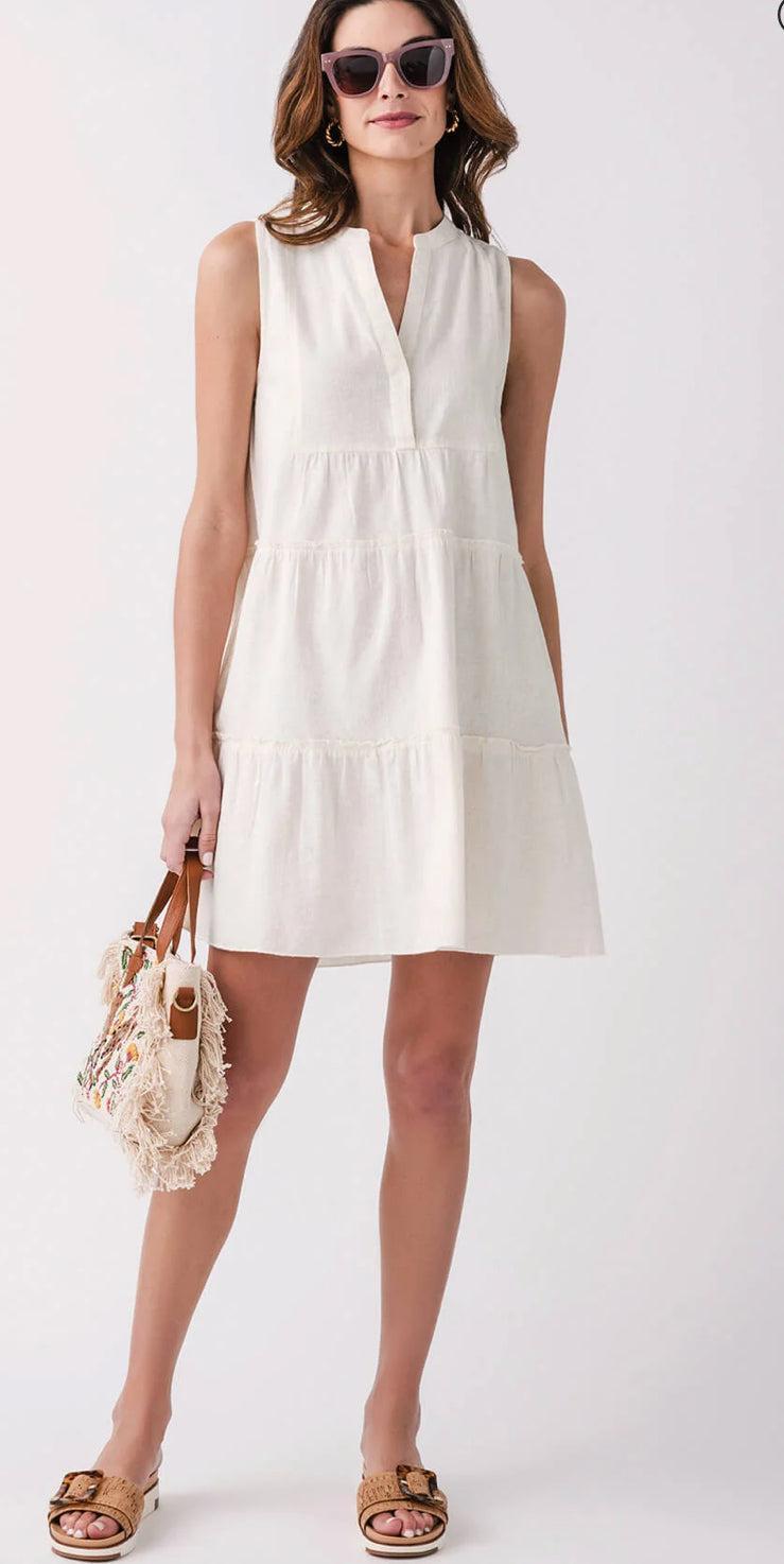 Elan Split Neck Tiered Dress Product Image