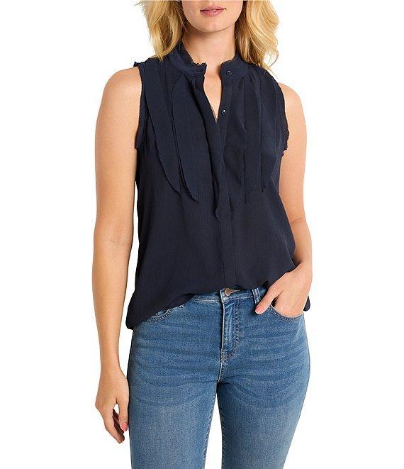 NIC + ZOE Falling Chiffon Woven Ruffle Collar Sleeveless Tank Product Image