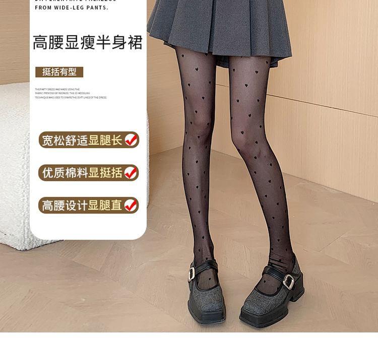 High Waist Plain Pleated Mini A-Line Skirt Product Image