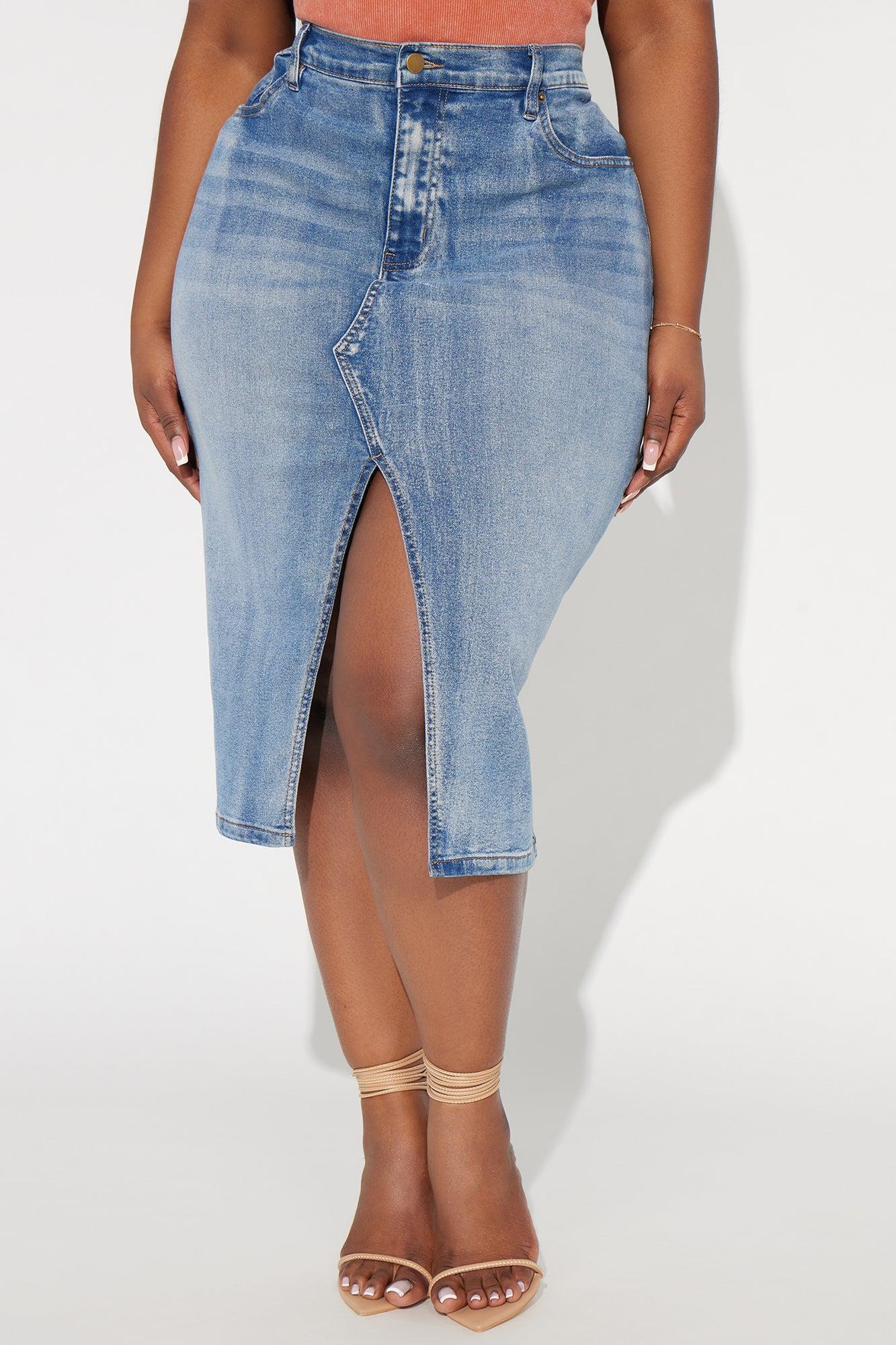 Anna Denim Midi Skirt - Medium Wash Product Image