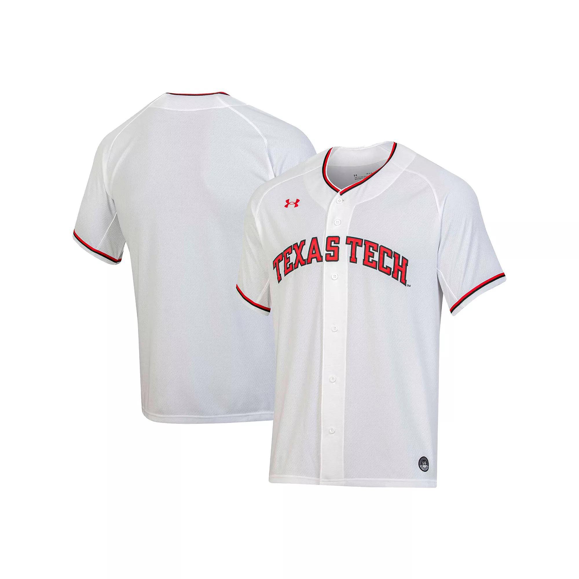 Men's Under Armour White Texas Tech Red Raiders Replica Baseball Jersey, Size: 3XL Product Image