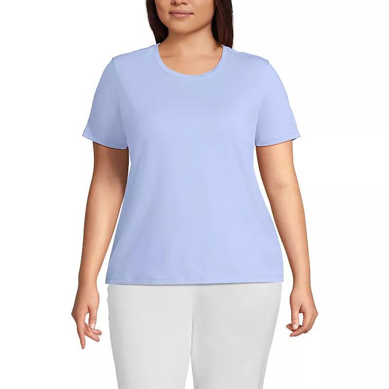 Plus Size Lands' End Relaxed Supima Cotton Crewneck Tee, Women's, Size: 1XL, Pale Yellow Product Image
