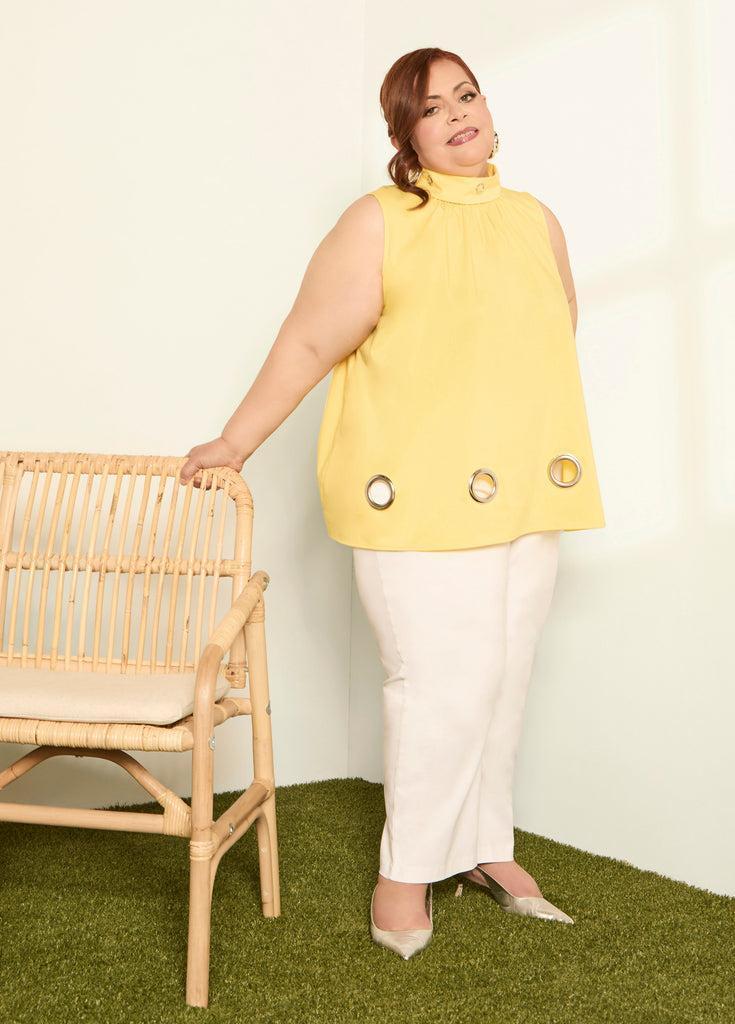 Grommet Embellished Poplin Blouse Product Image