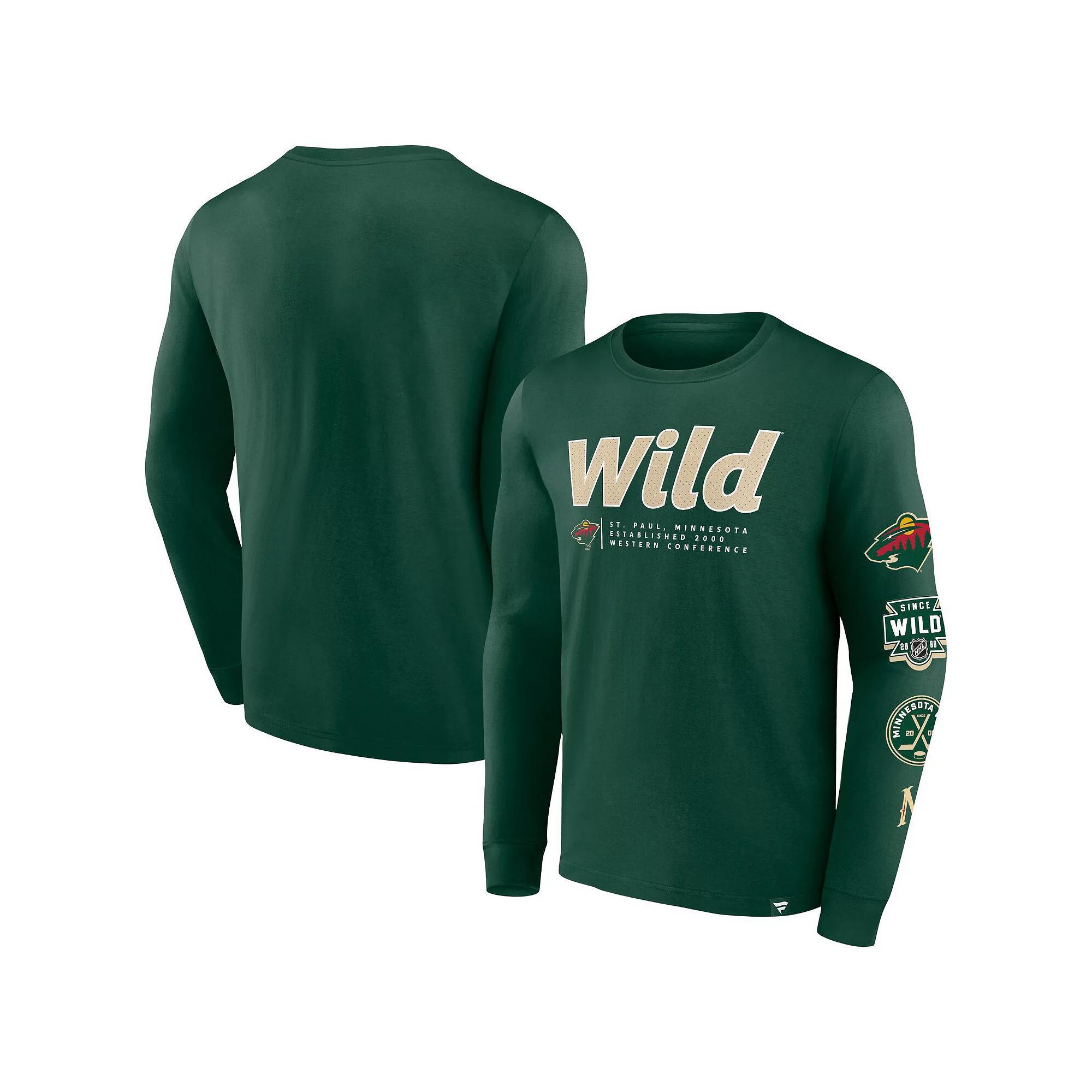 Men's Fanatics Branded Green Minnesota Wild Strike the Goal Long Sleeve T-Shirt, Size: XL Product Image