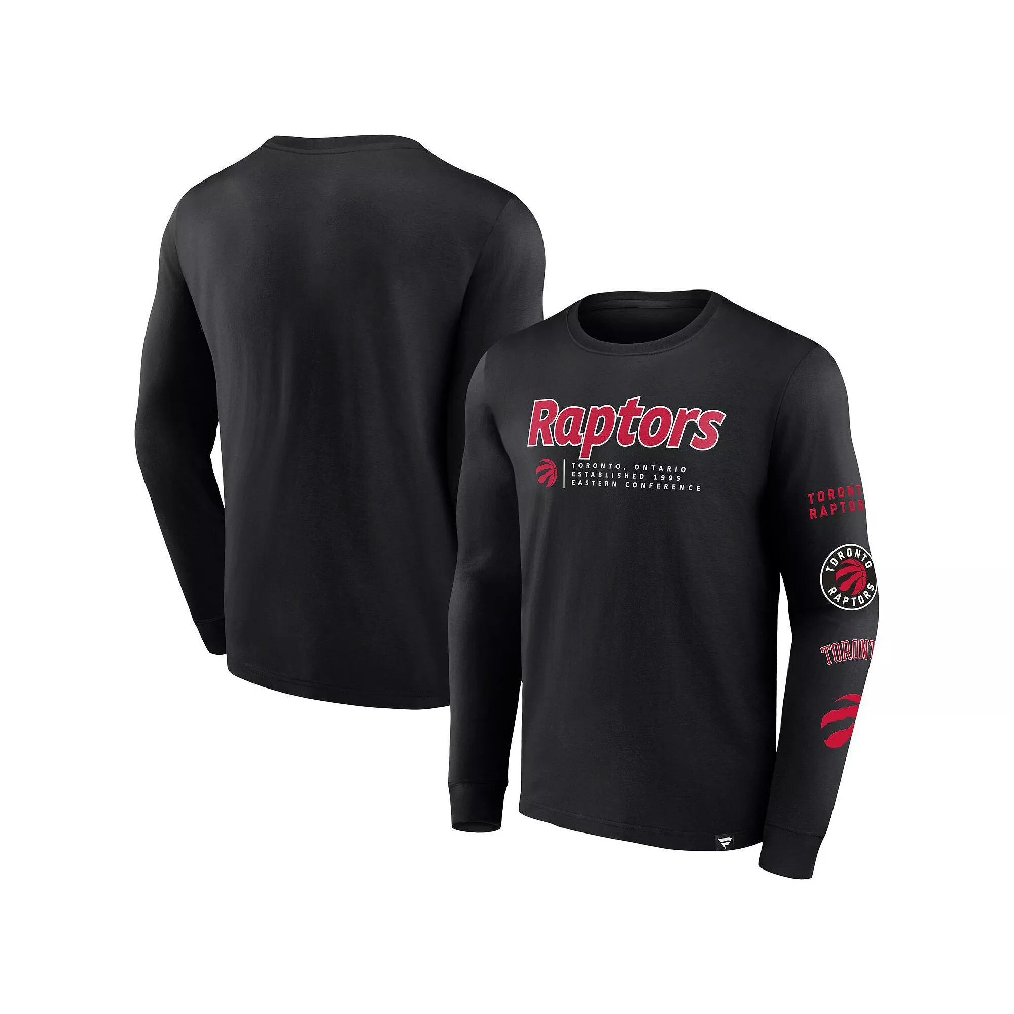 Men's Fanatics Branded Black Toronto Raptors Baseline Long Sleeve T-Shirt, Size: Large, Rpt Black Product Image