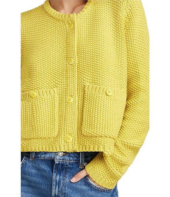 Splendid Andrea Knit Round Neck Long Sleeve Cropped Button Front Cardigan Product Image