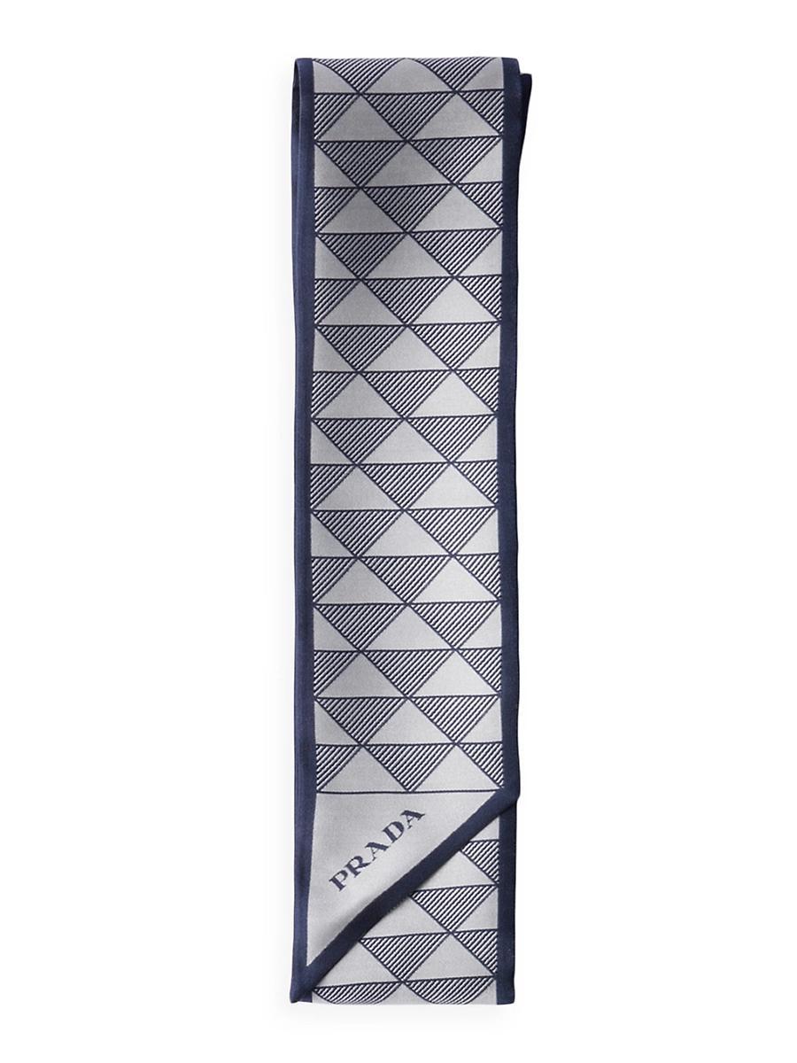 Womens Skinny Printed Silk Twill Rectangular Scarf Product Image