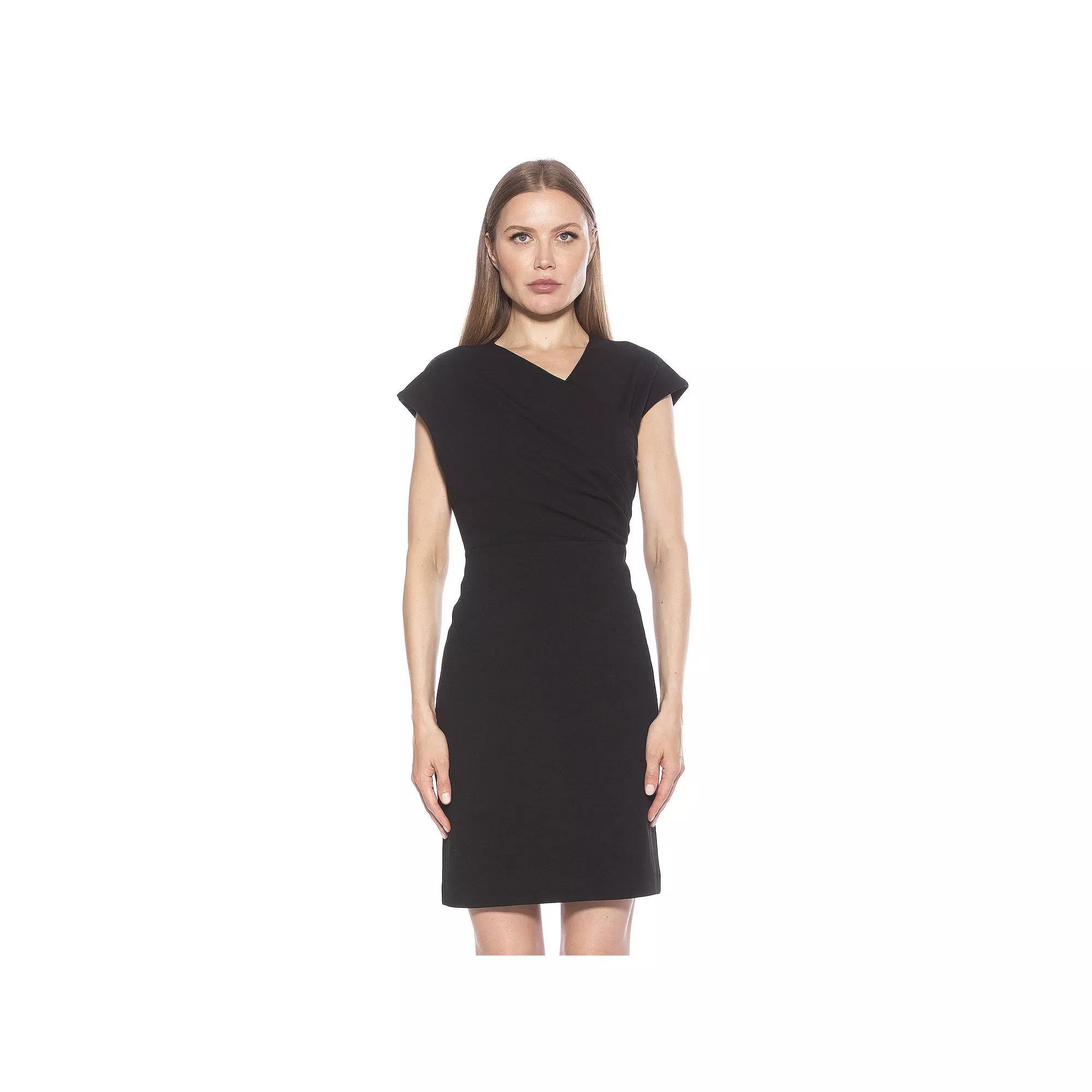 Women's ALEXIA ADMOR Daisy Draped Surplice Bodycon Mini Dress, Size: Large, Black Product Image