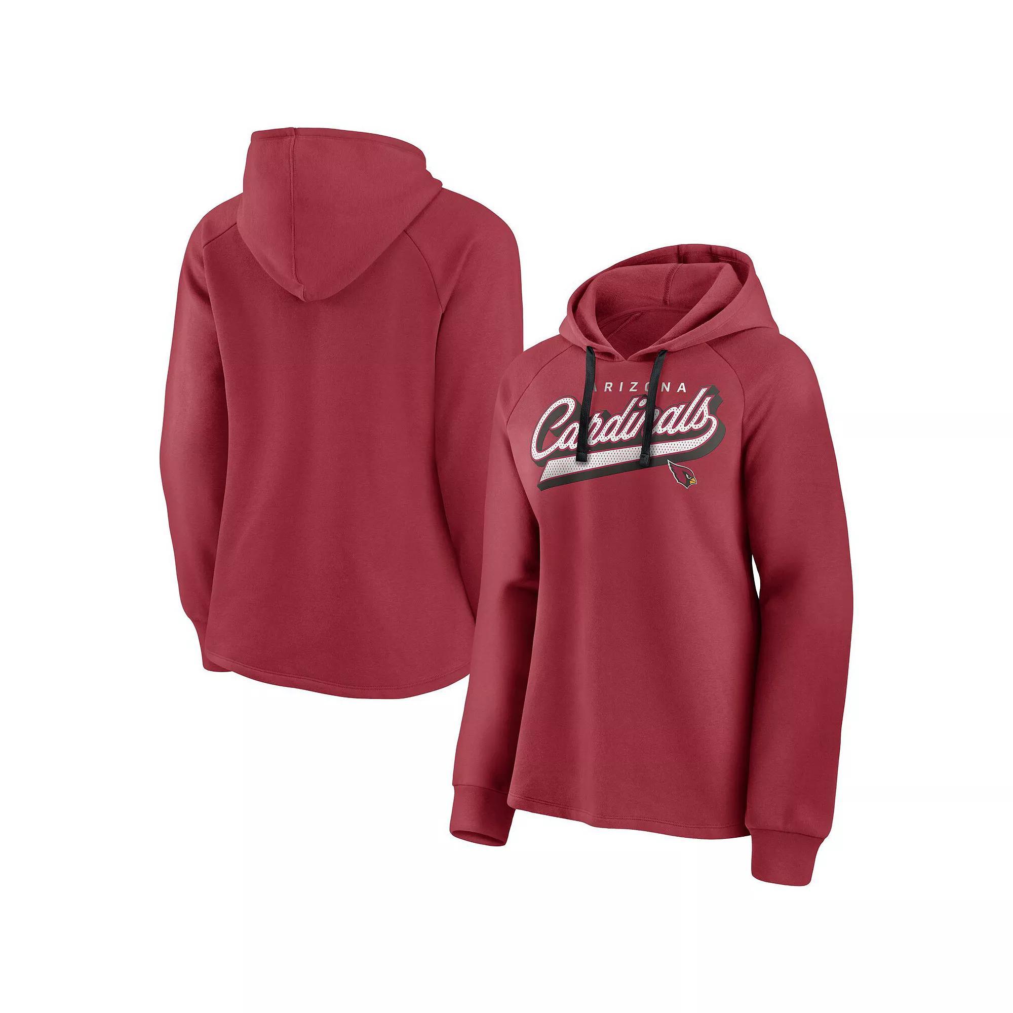 Women's Fanatics Branded Cardinal Arizona Cardinals First Contact Raglan Pullover Hoodie, Size: 2XL, Red Product Image