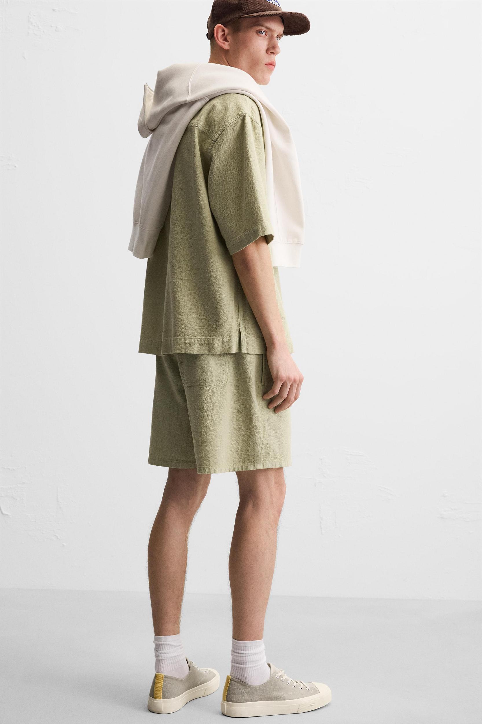 TEXTURED EMBROIDERED SHORTS Product Image