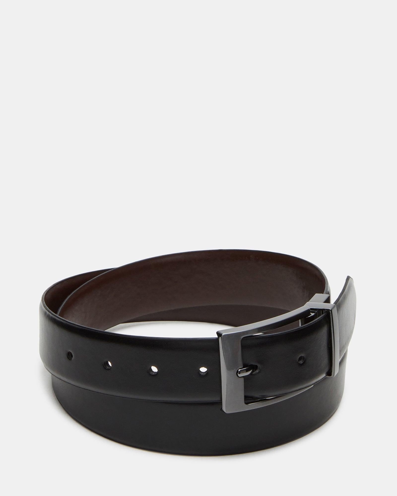 MEN'S REVERSIBLE BURNISHED BELT BLACK/BROWN Male Product Image