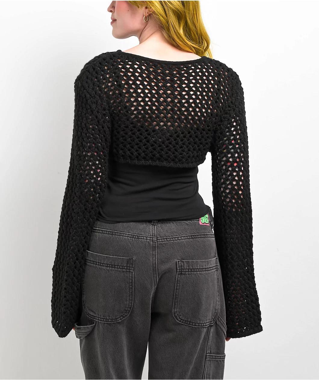 SWIXXZ Metal Collage Black Crop Sweater Product Image