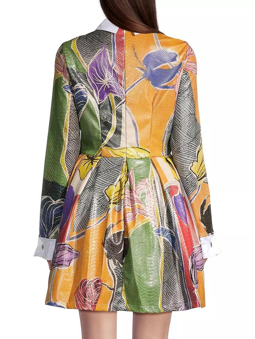 Floral Faux Leather Minidress Product Image