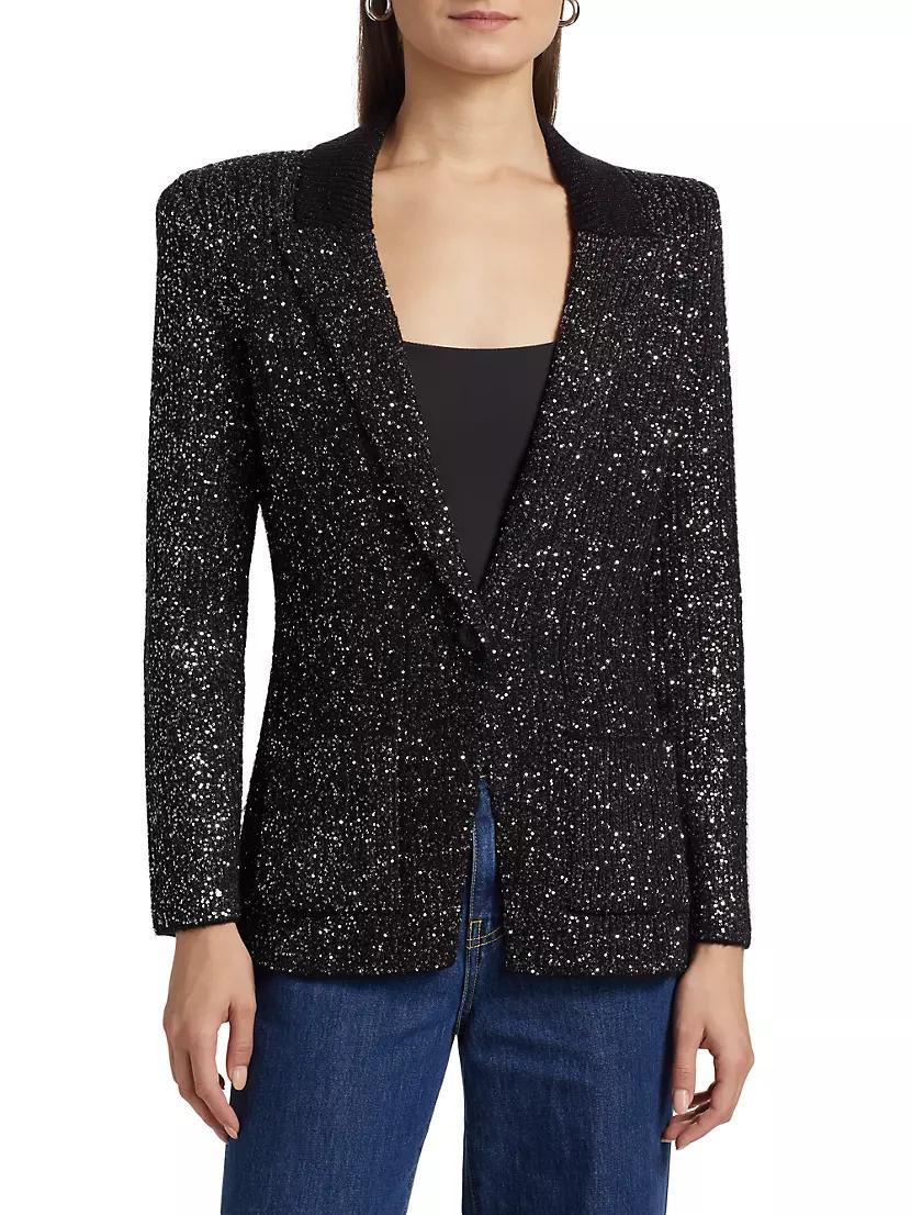 Leonora Sequin Knit Single-Breasted Blazer Product Image