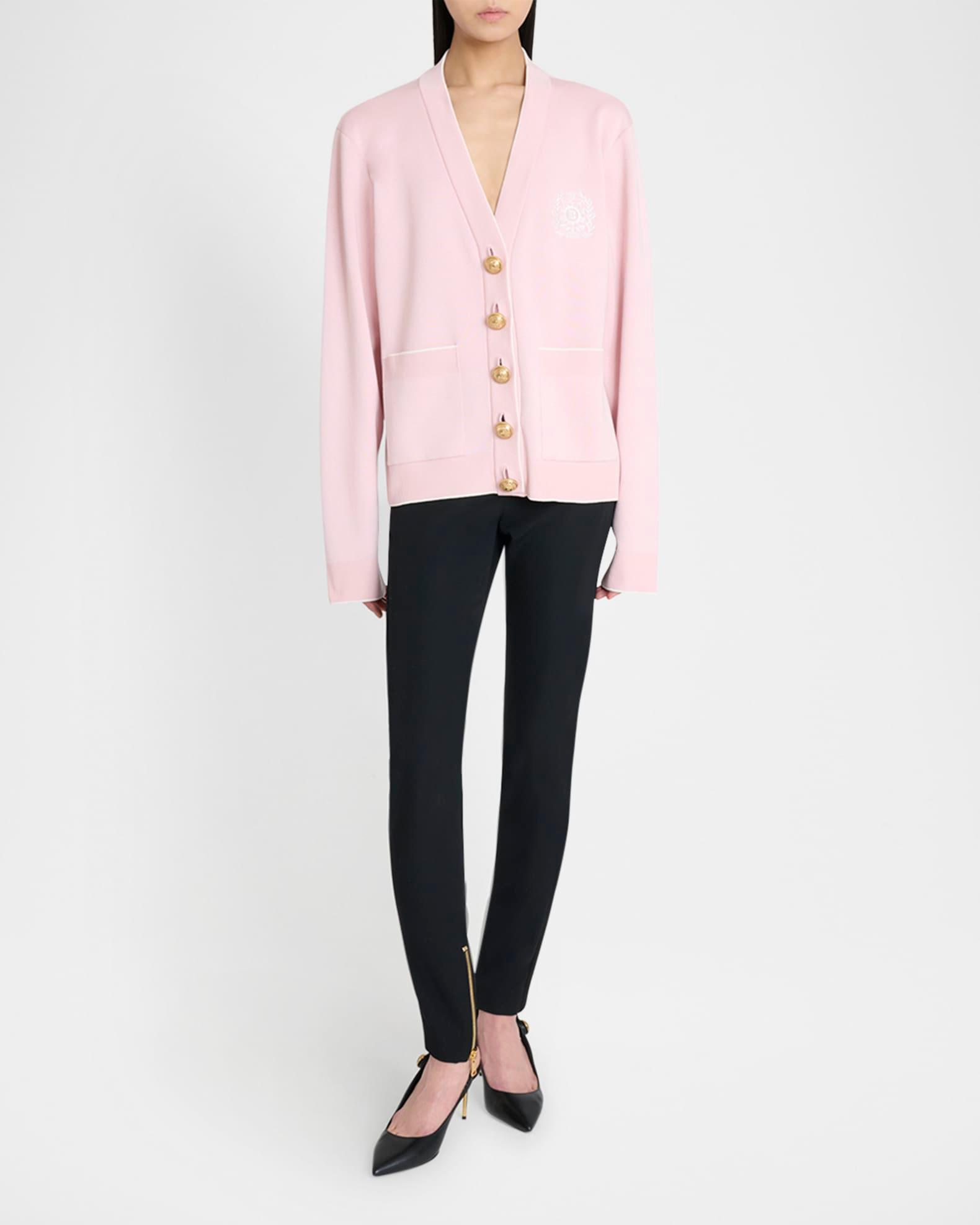 Emrboidered Loose-Fit Knit Cardigan Product Image