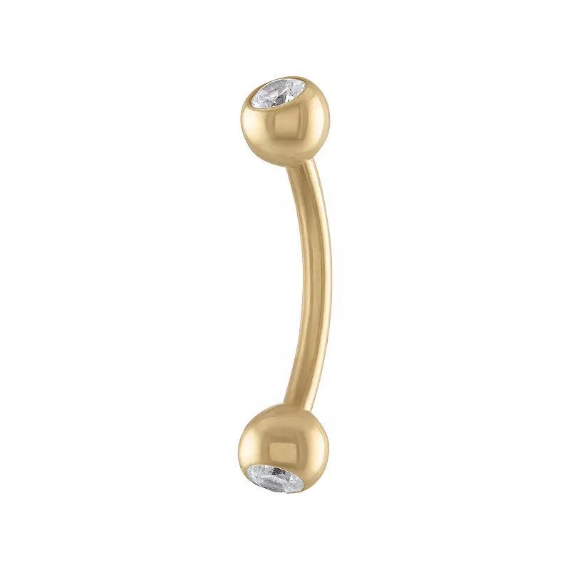 Amella Jewels 14k Gold Over Silver Double Cubic Zirconia Belly Ring, Women's, Gold Tone Product Image