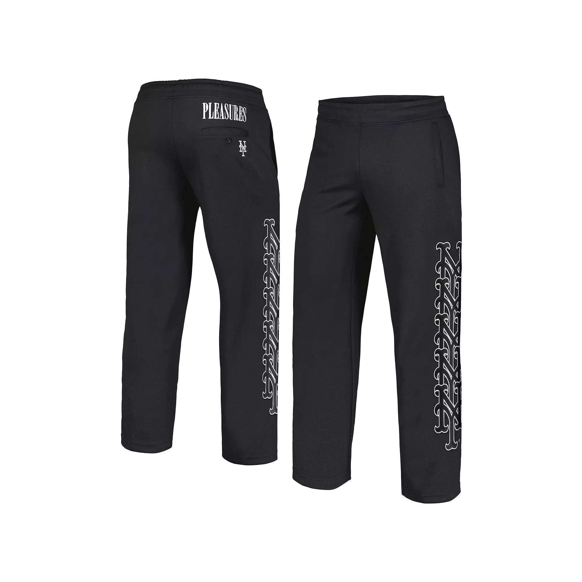 Men's Black New York Mets Pitcher Track Pants, Size: Large Product Image