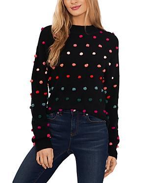 CeCe Mock Neck Rainbow Pompom Sweater (Antique ) Women's Sweater Product Image
