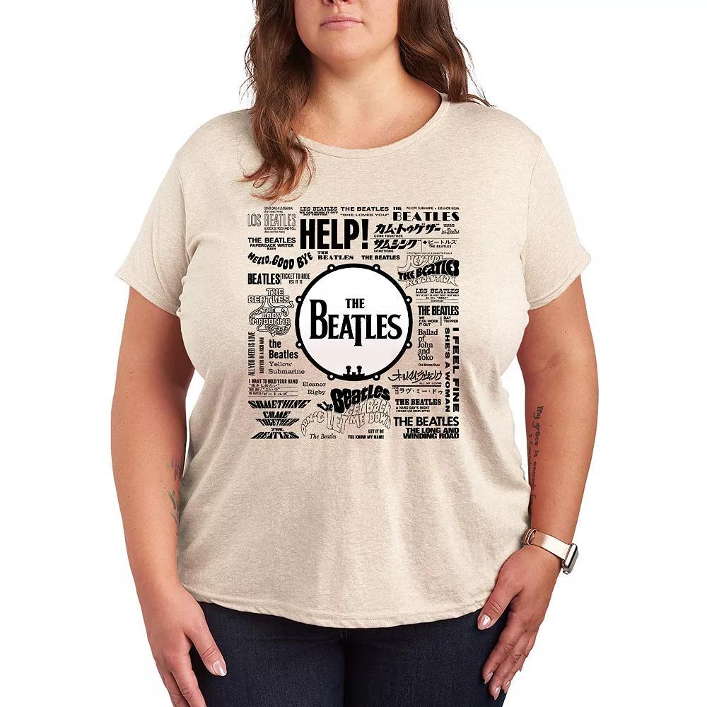 Plus Size The Beatles Singles Graphic Tee, Womens Grey Gray Product Image