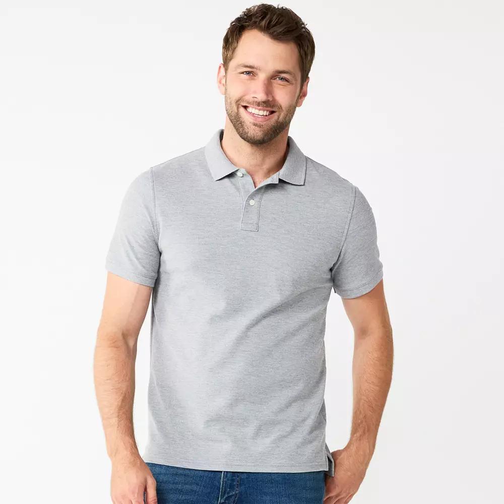 Men's Sonoma Goods For Life® Short Sleeve Pique Polo, Size: XL, Medium Mineral Product Image