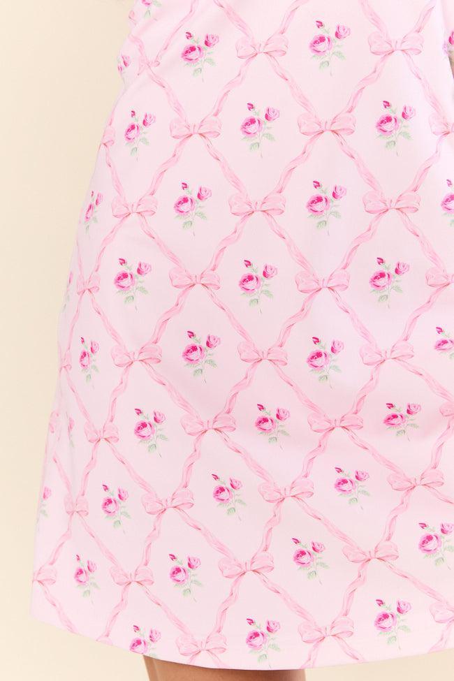 Active Vibe Pink Roses and Bows V-Neck Active Dress With Pull Down Shorts Product Image