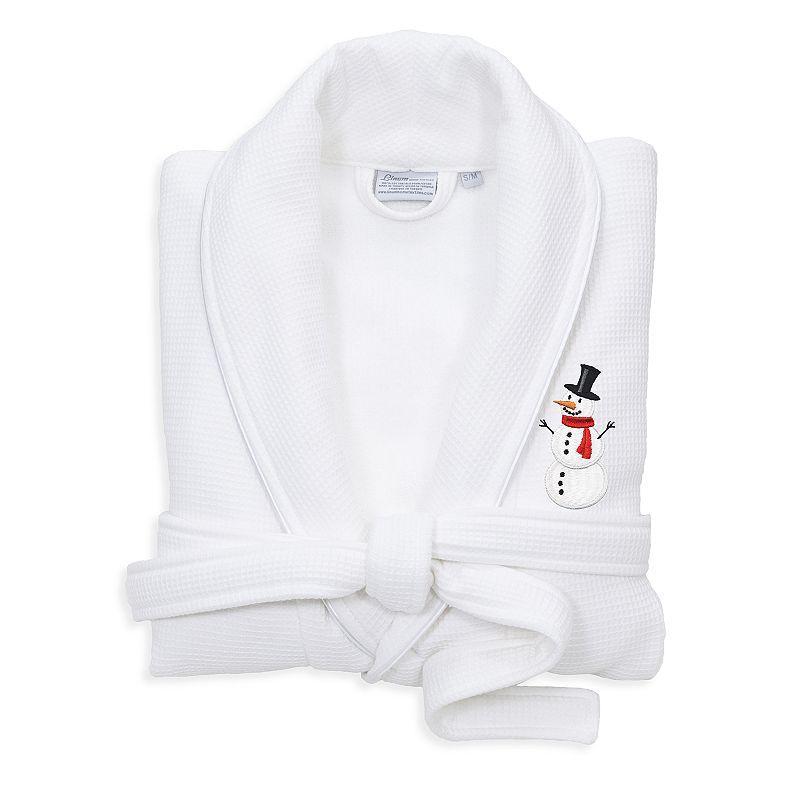 Linum Home Textiles Waffle Weave Terry Embroidered Snowman Bathrobe, Women's, Size: Large/XL, Blue Product Image
