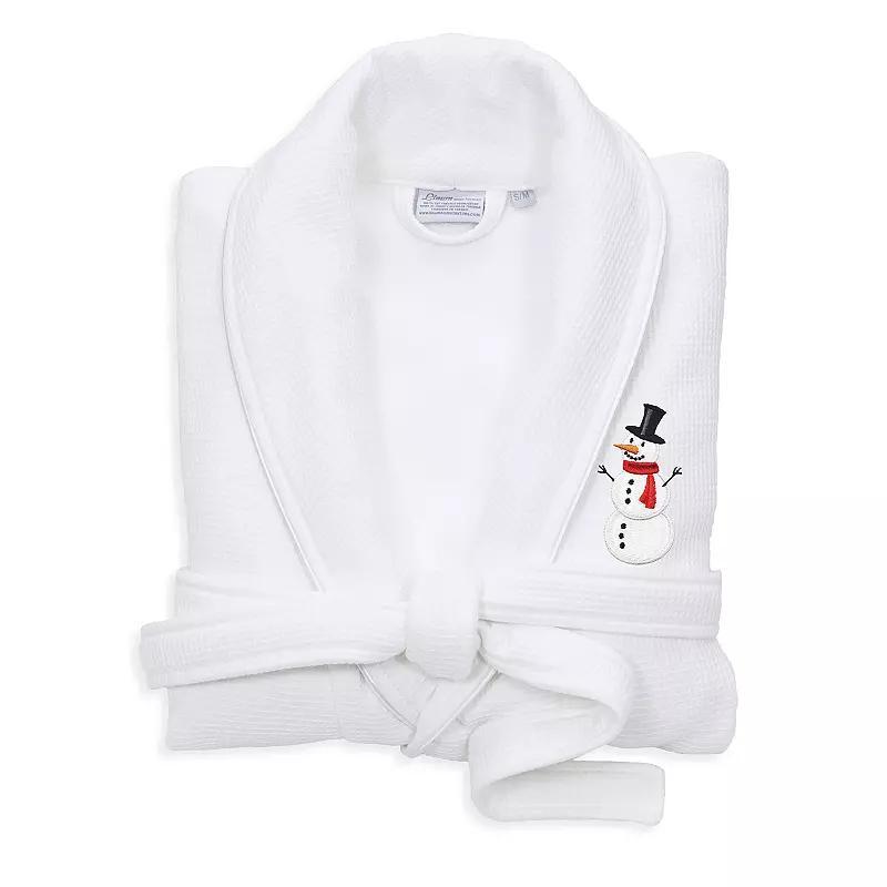 Linum Home Textiles Waffle Weave Terry Embroidered Snowman Bathrobe, Women's, Size: Large/XL, Blue Product Image