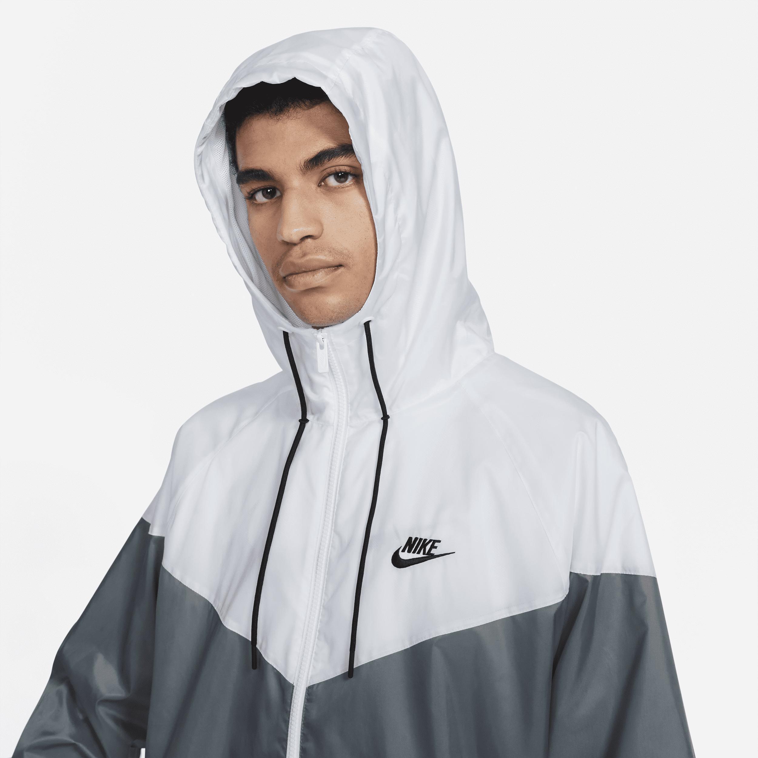 Nike Mens Sportswear Windrunner Woven Hooded Jacket in Smoke Grey/White/Smoke Grey Product Image