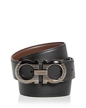 Ferragamo Mens Double Gancini Buckle Reversible Leather Belt Product Image