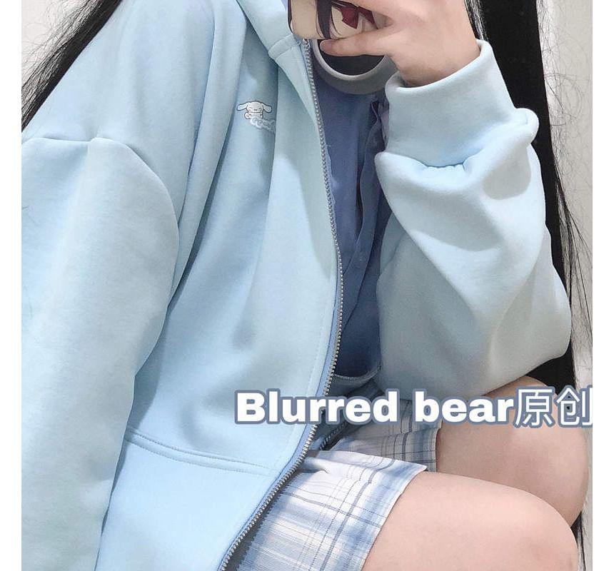 Plain Zip-Up Hoodie Product Image
