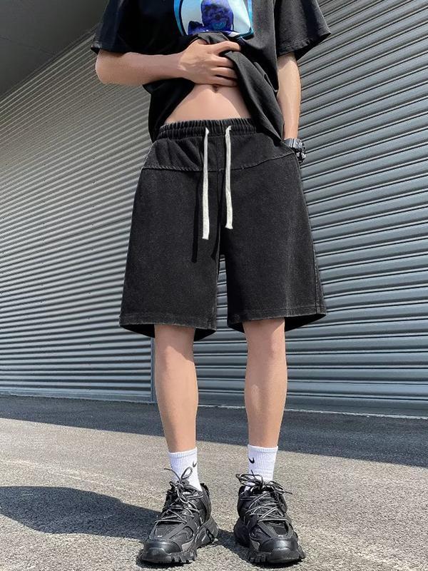 Men's Wash Distressed Drawstring Shorts Product Image