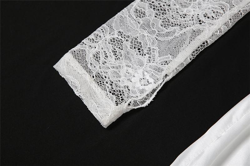 Spaghetti Strap Lace Maxi Sheath Dress Product Image