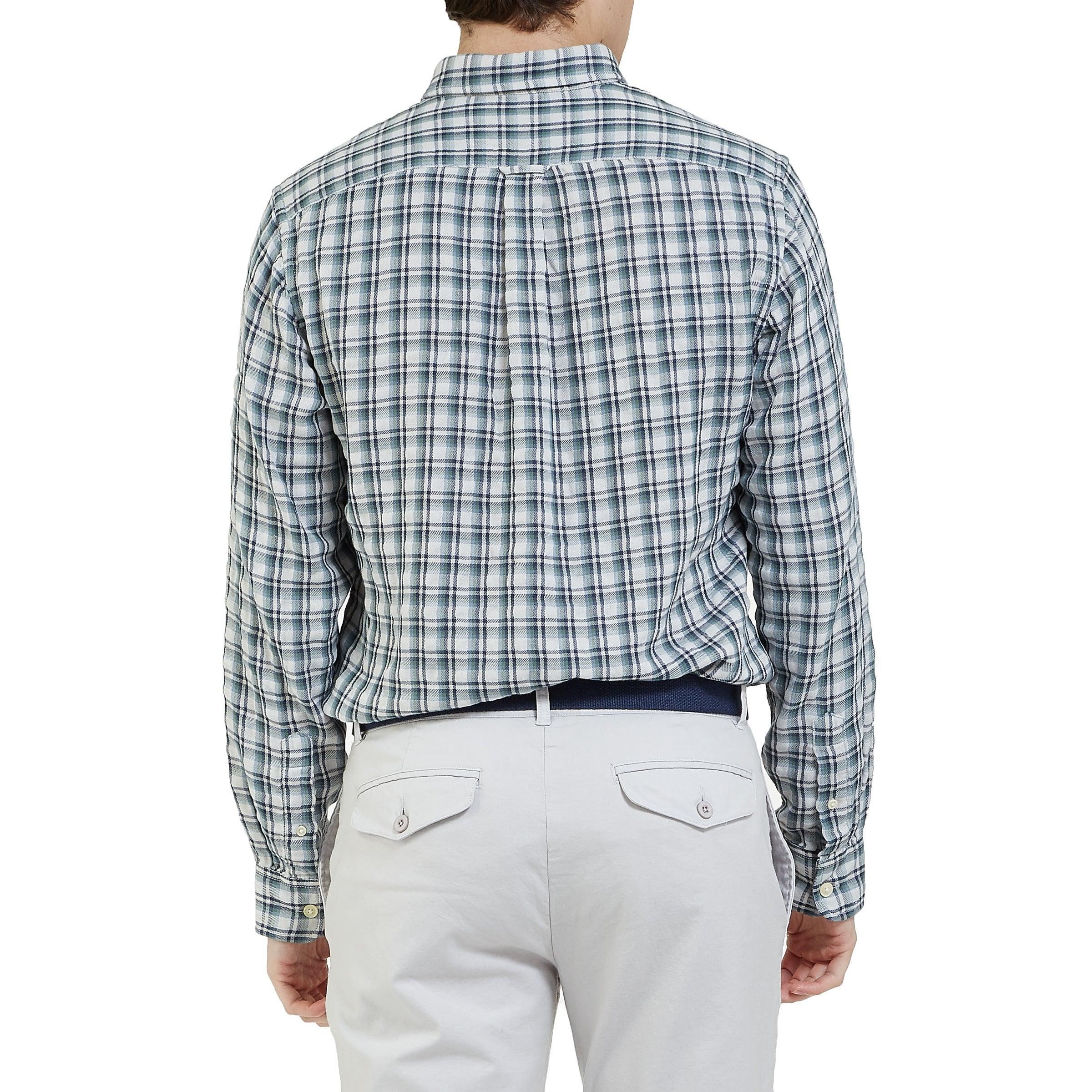 Boulder Double Cloth Shirt - Cream Green Navy (Final Sale)* Product Image