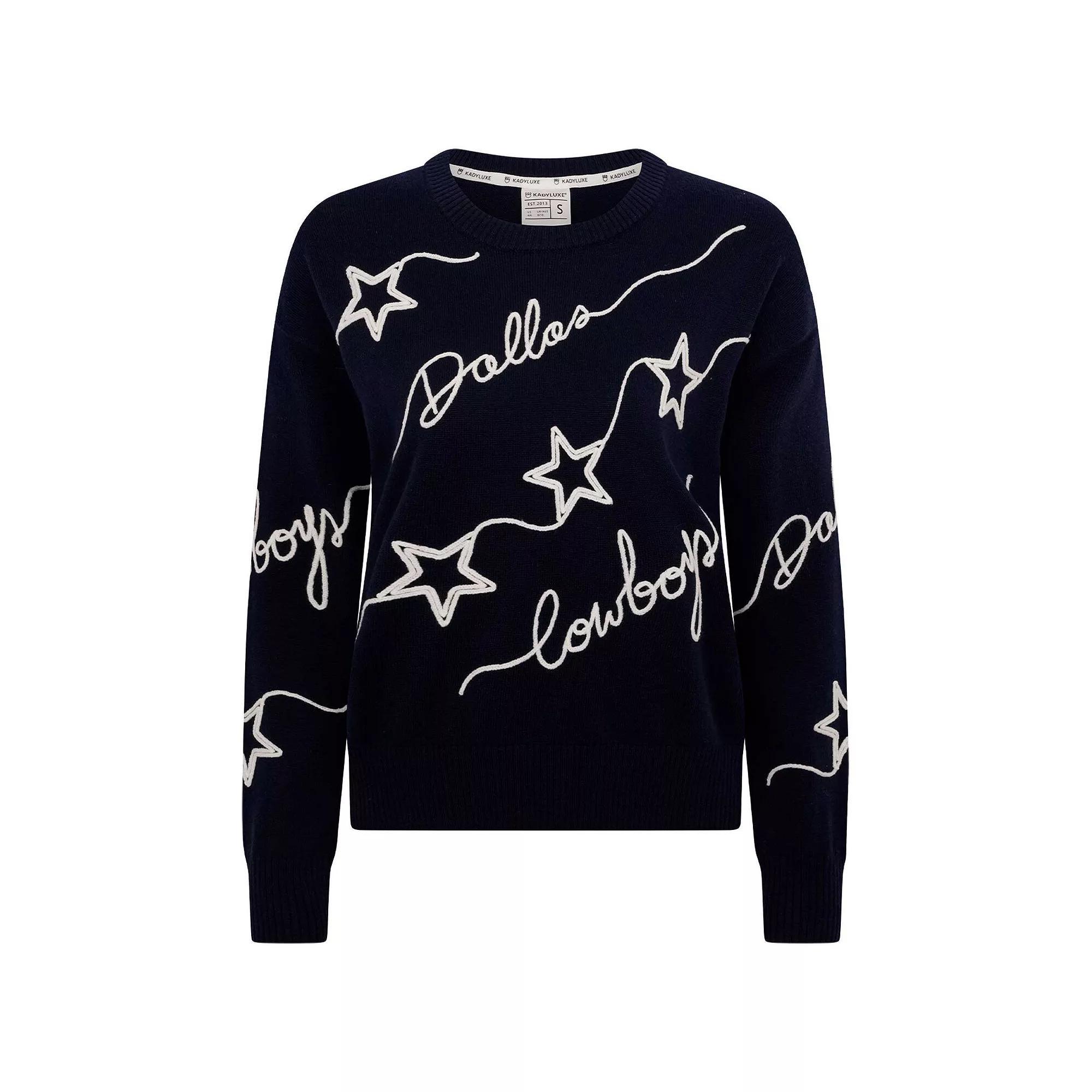 Women's Navy Dallas Cowboys Love Letter Pullover Sweater, Size: 2XL, Blue Product Image