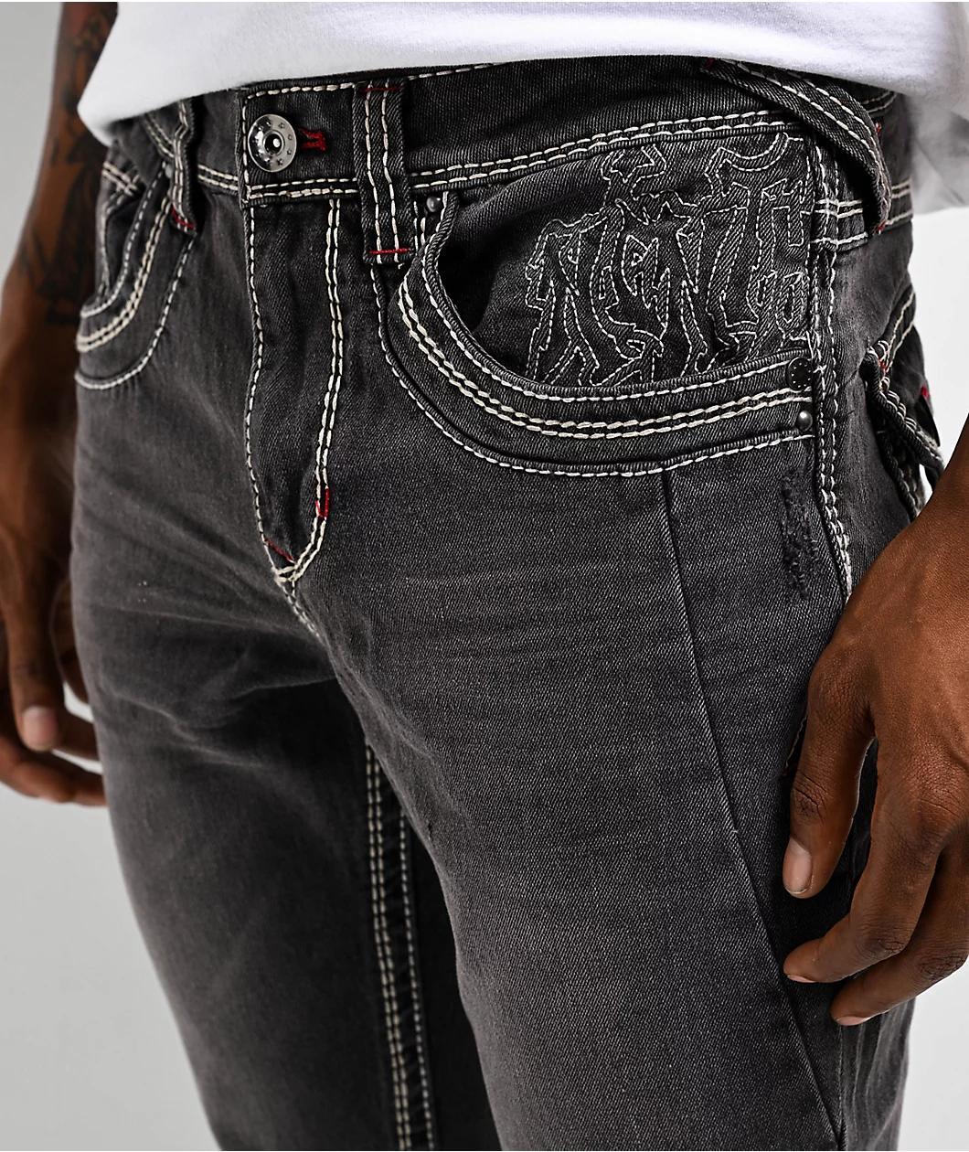 Ninth Hall Rogue Tapered Printed Smoke Skinny Jeans Product Image
