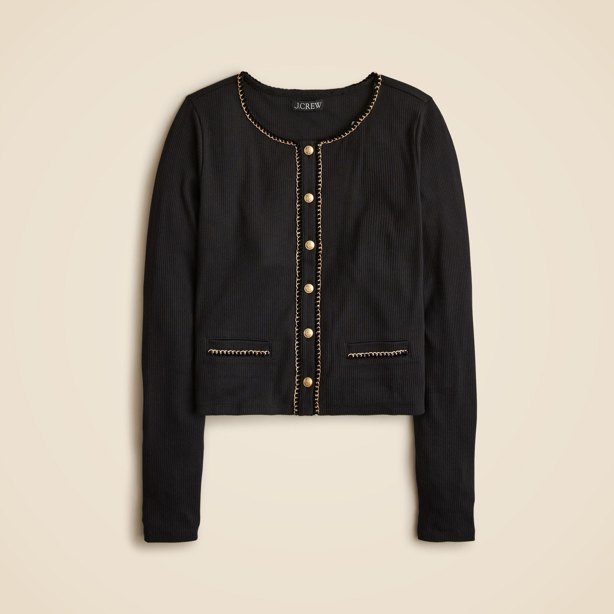Vintage rib lady jacket with chain trim Product Image
