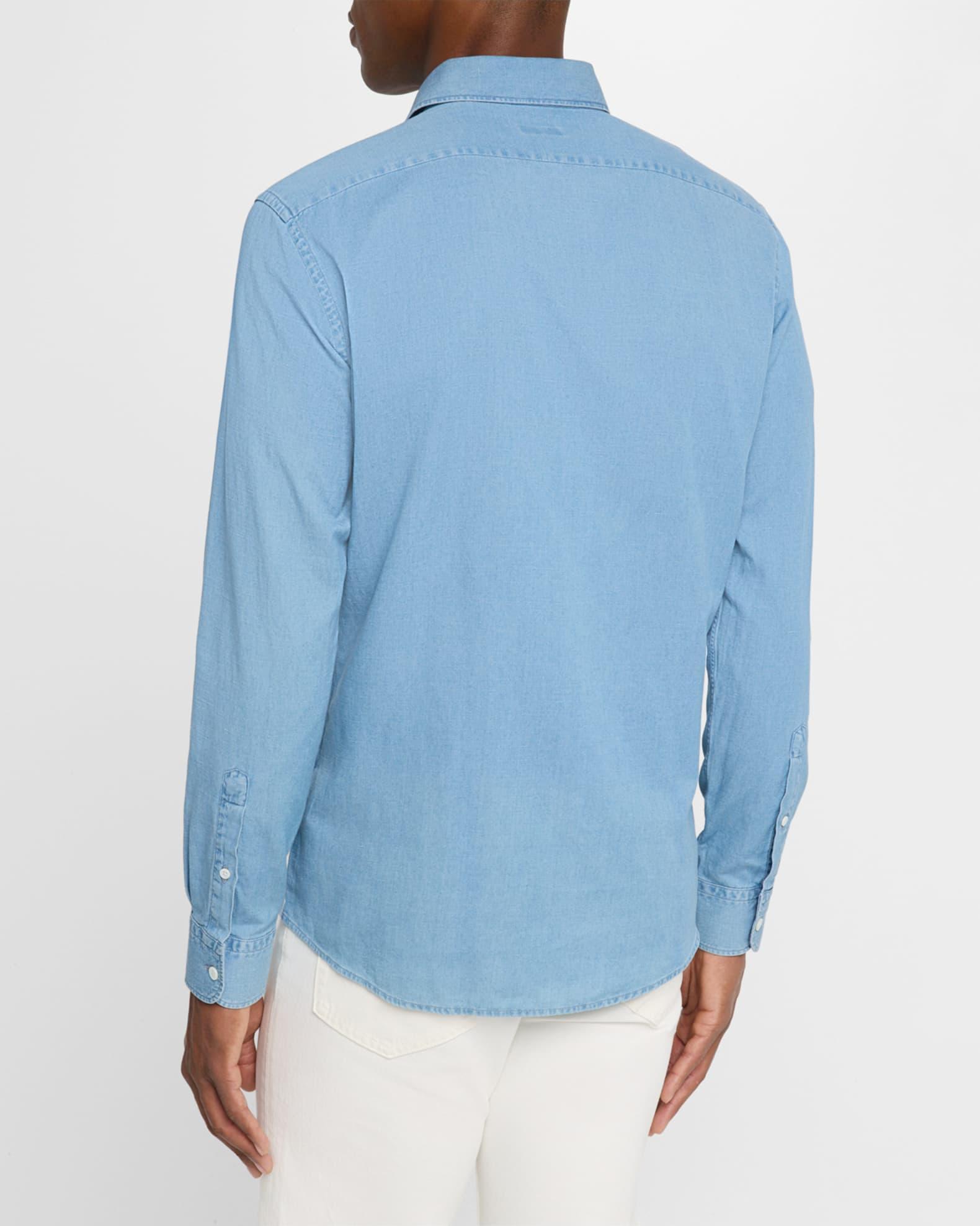 Men's Denim Casual Button-Down Shirt Product Image