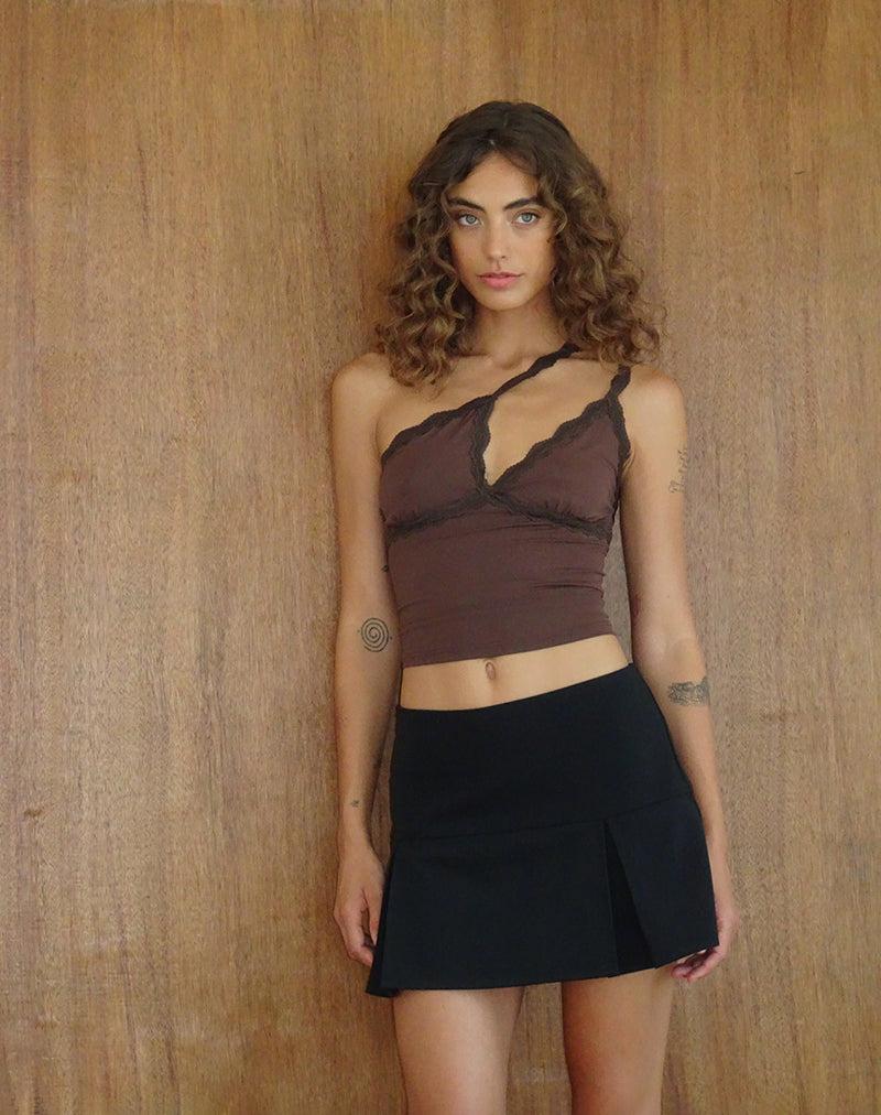 Carolina One Shoulder Top in Mocca Female Product Image