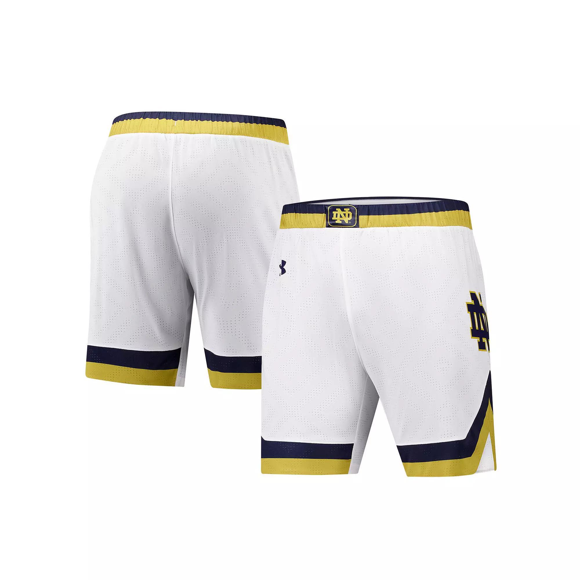 Men's Under Armour  White Notre Dame Fighting Irish Replica Basketball Shorts, Size: Small Product Image