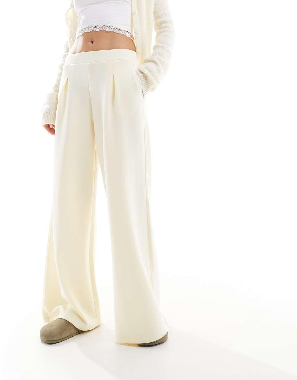 Bershka wide leg sweatpants in butter yellow  Product Image