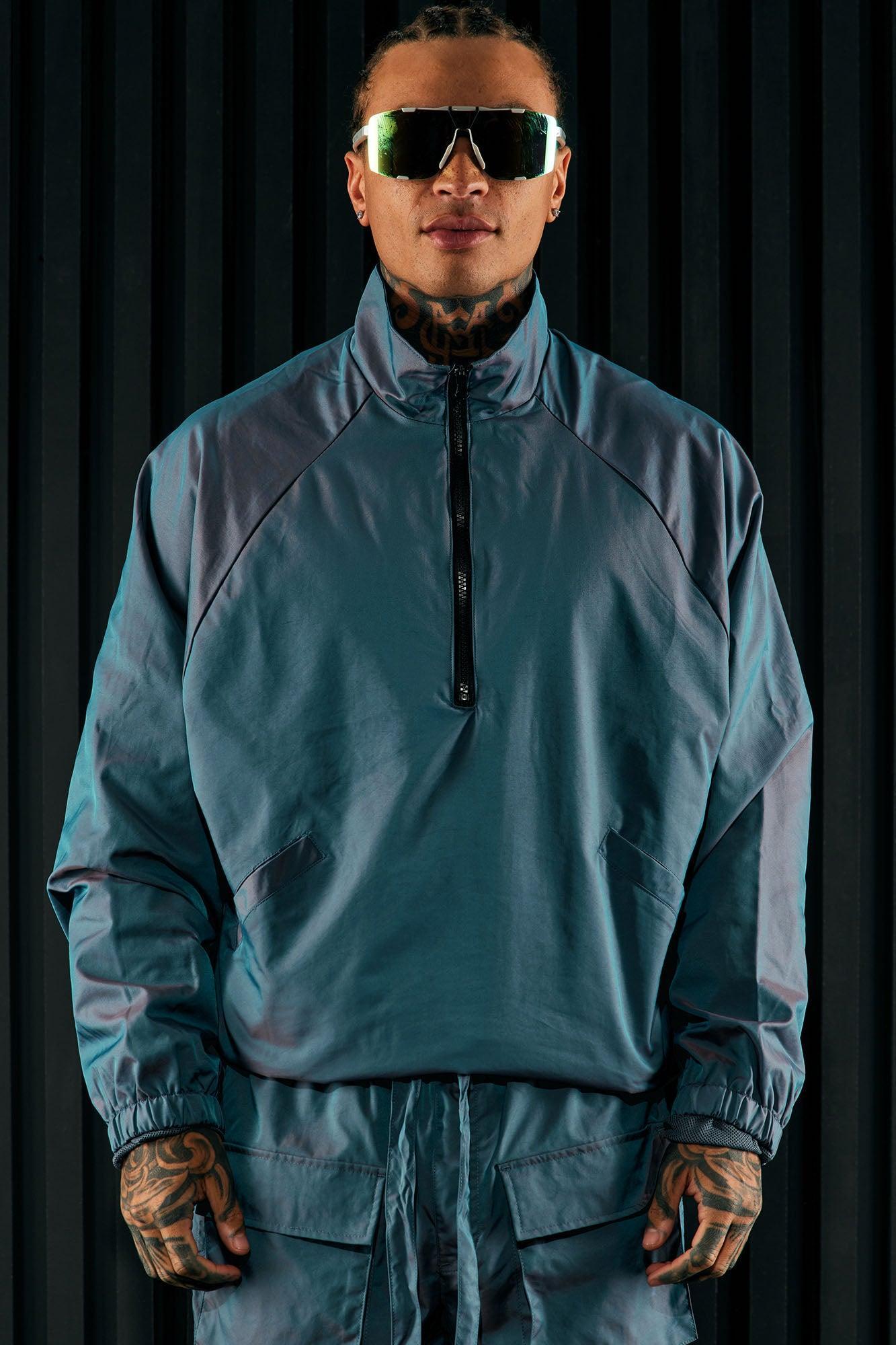 Stormy Iridescent Nylon Anorak - Blue Product Image
