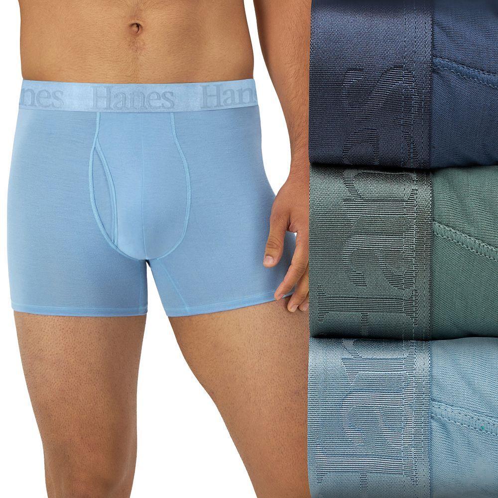 Hanes Originals Ultimate 3-Pack Men's SuperSoft Trunks, Size: XL, Blue Green Product Image