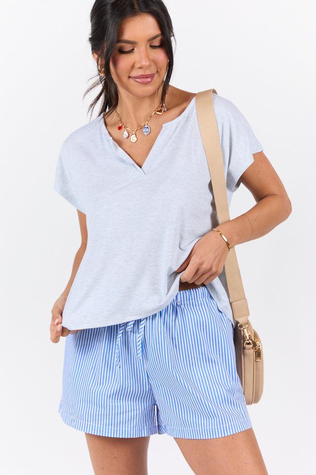Let's Go Grey Notched Neck Knit Tee SALE Product Image
